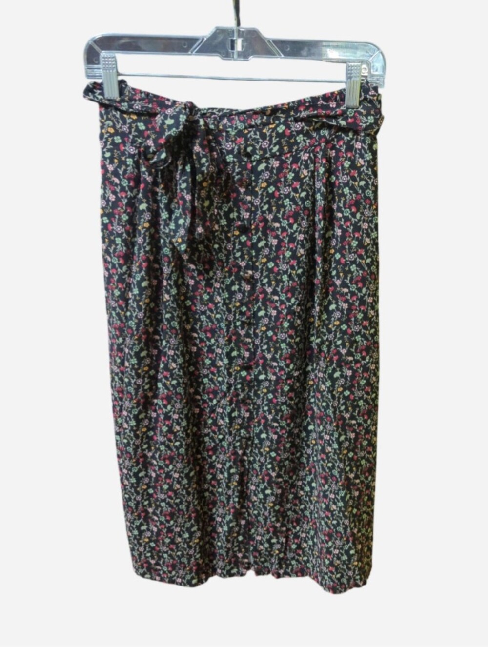 Jules & Leopold Black Floral A-line Skirt with Multicolor Blooms Sz L